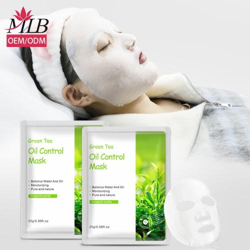 Folha de máscara facial de algodão de chá verde
