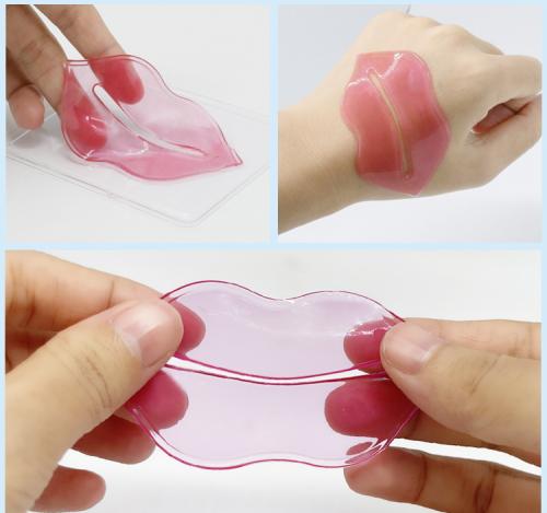 Folha de máscara labial rosa para lábios secos
